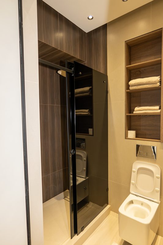 A bathroom with everything within reach